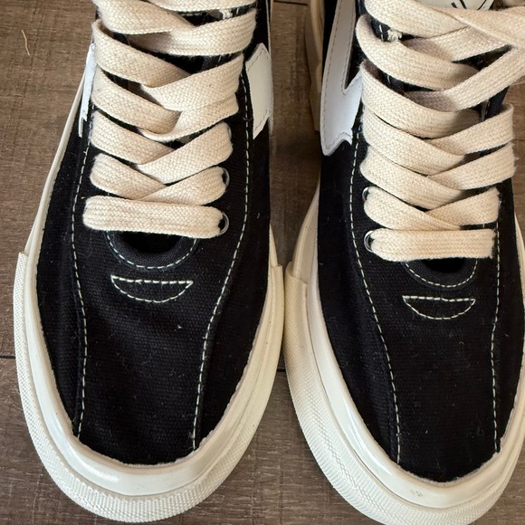 Stepney Workers Club Hi-Top Canvas Sneakers Casual Shoes Black White Sz 38 - Picture 15 of 16